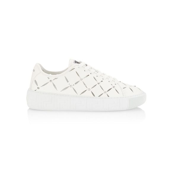 Versace Laser-Cut Low-Top Leather Sneakers US 11 $1050 - Picture 1 of 15